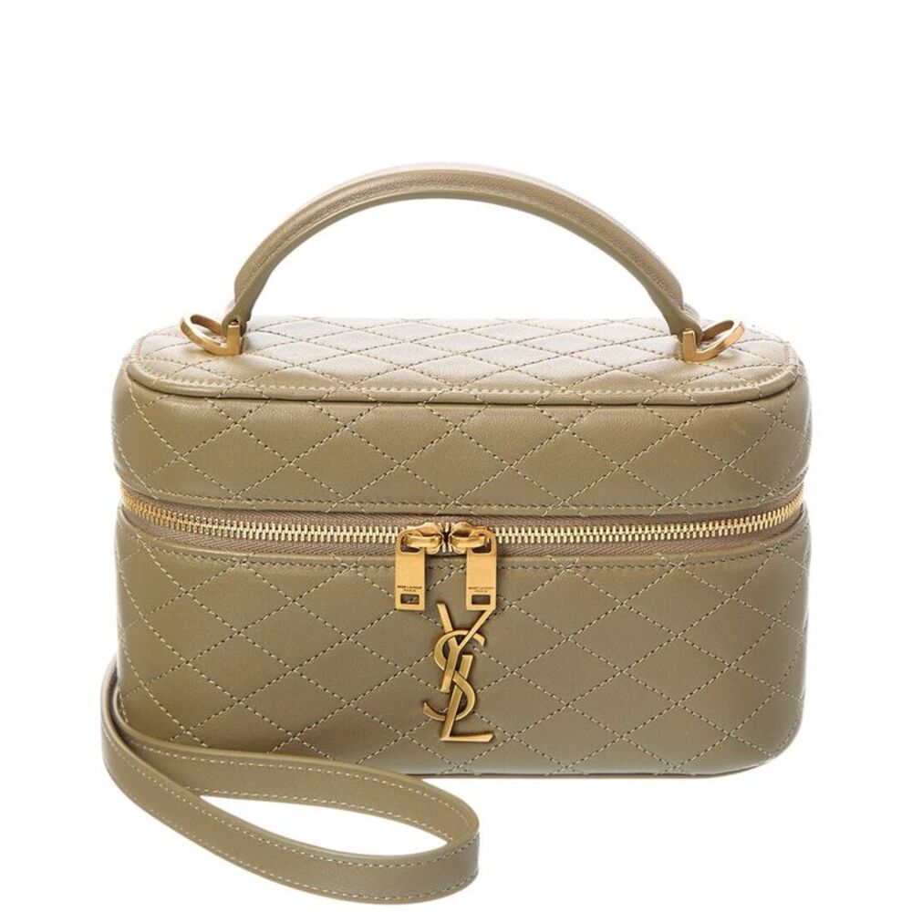 Saint Laurent Gaby Quilted Leather Vanity Bag, Green